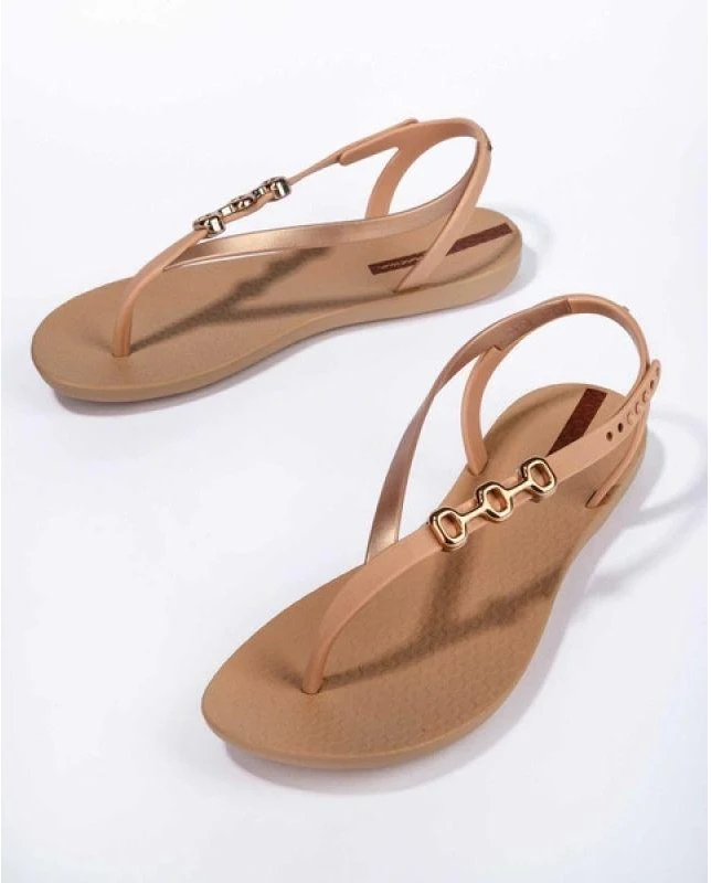 Ipanema Sandal Class moteriškos šlepetės-sandalai smėlio spalvos su auksine detalėmis