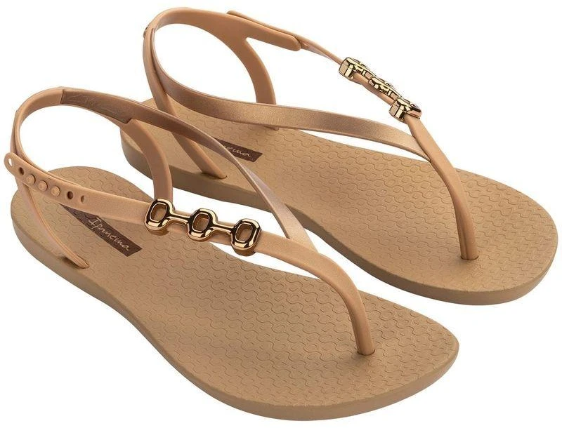 Ipanema Sandal Class moteriškos šlepetės-sandalai smėlio spalvos su auksine detalėmis