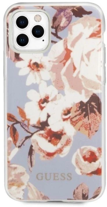 Guess dėklas, skirtas iPhone 11 Pro Max GUHCN65IMLFL02 alyvinis kietas dėklas, skirtas Flower Collection