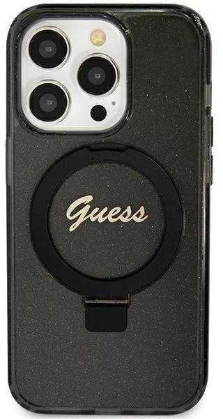 Dėklas GUESS GUHMN61HRSGSK IPHONE 11 / XR 6.1 "Juodas / Juodas HARDCASE RING STAND SCRIPT GLITTER MAGSAFE