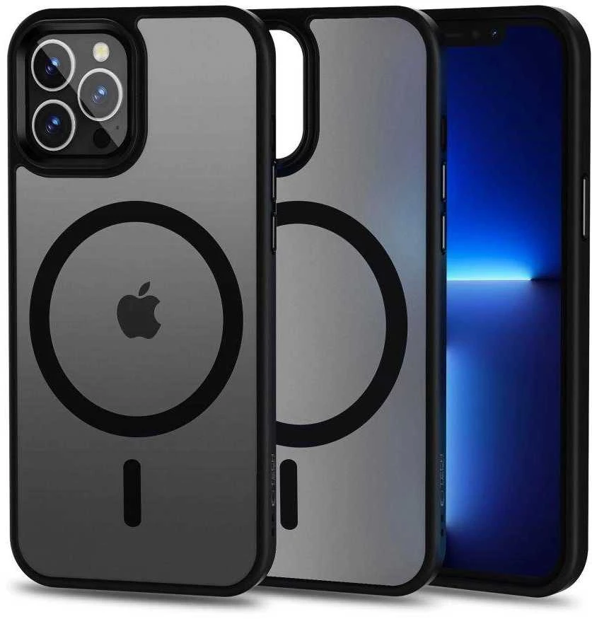Tech-Protect MagMat MagSafe Apple iPhone 12 / 12 Pro – matte dėklas telefonui juodos spalvos
