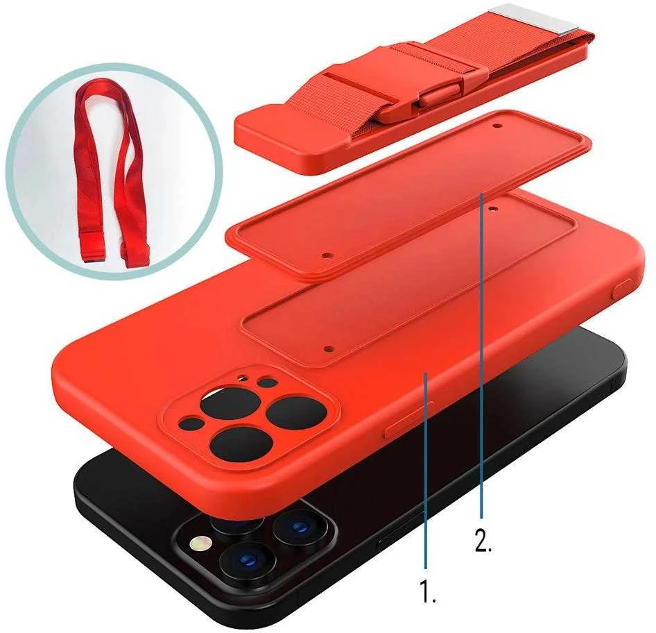 Hurtel Rope dėklas su dirželiu skirtas iPhone 12 Pro Max, rožinis