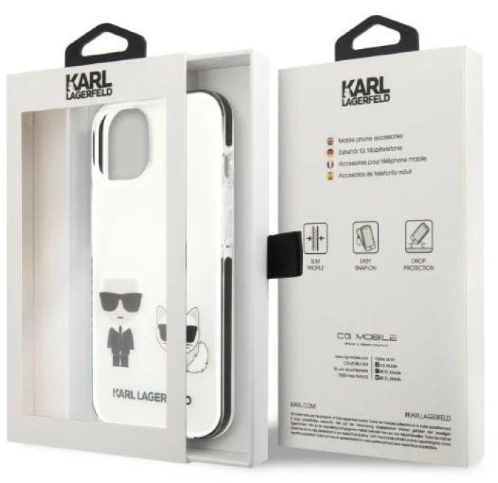 Karl Lagerfeld KLHCP13STPEKCW Apple iPhone 13 mini 5,4″ kietas dėklas baltos spalvos Karl&Choupette