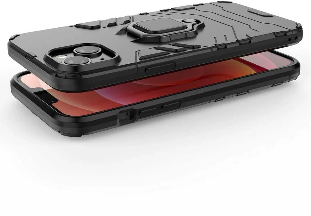 Hurtel Ring Armor case Apple iPhone 14 Plus armored cover magnetic holder ring dėklas telefonui juodos spalvos