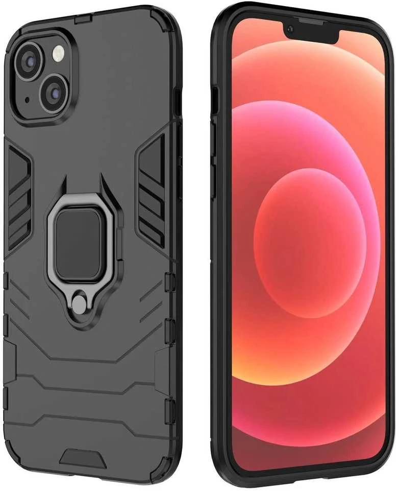 Hurtel Ring Armor case Apple iPhone 14 Plus armored cover magnetic holder ring dėklas telefonui juodos spalvos