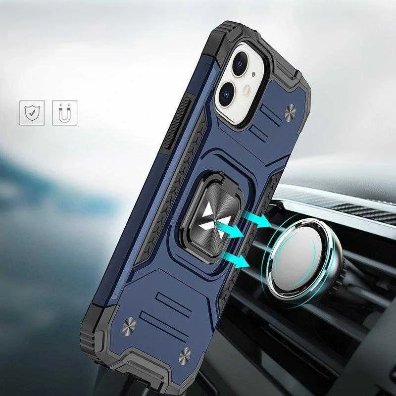 Wozinsky Ring Armor Apple iPhone 14 Plus armored magnetic holder ring dėklas telefonui mėlynos spalvos