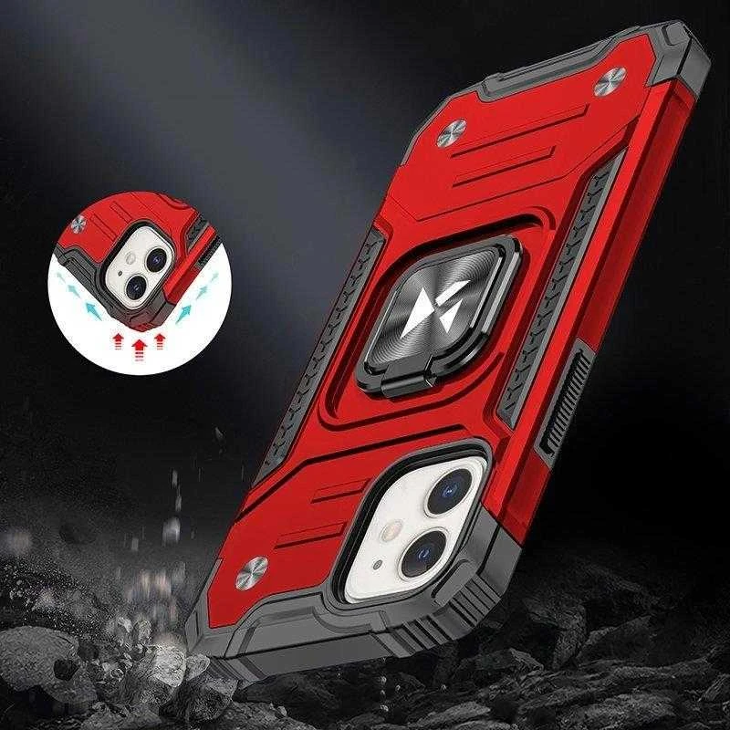 Wozinsky Ring Armor Apple iPhone 14 Plus armored magnetic holder ring dėklas telefonui raudonos spalvos