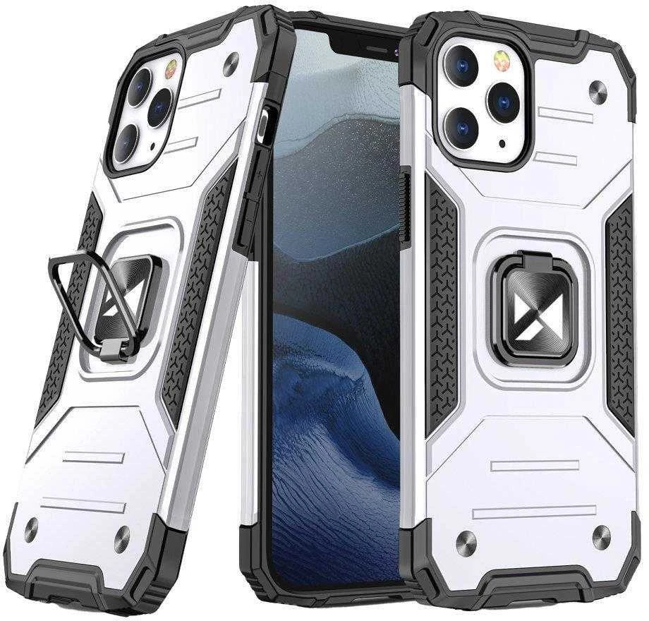 Wozinsky Ring Armor Apple iPhone 14 Pro Max armored magnetic holder ring dėklas telefonui sidabrinės spalvos