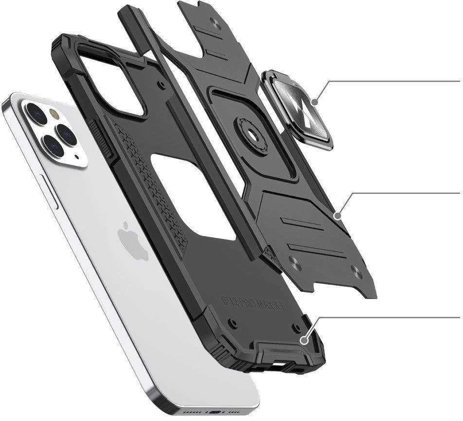 Wozinsky Ring Armor Apple iPhone 14 Pro Max armored magnetic holder ring dėklas telefonui sidabrinės spalvos