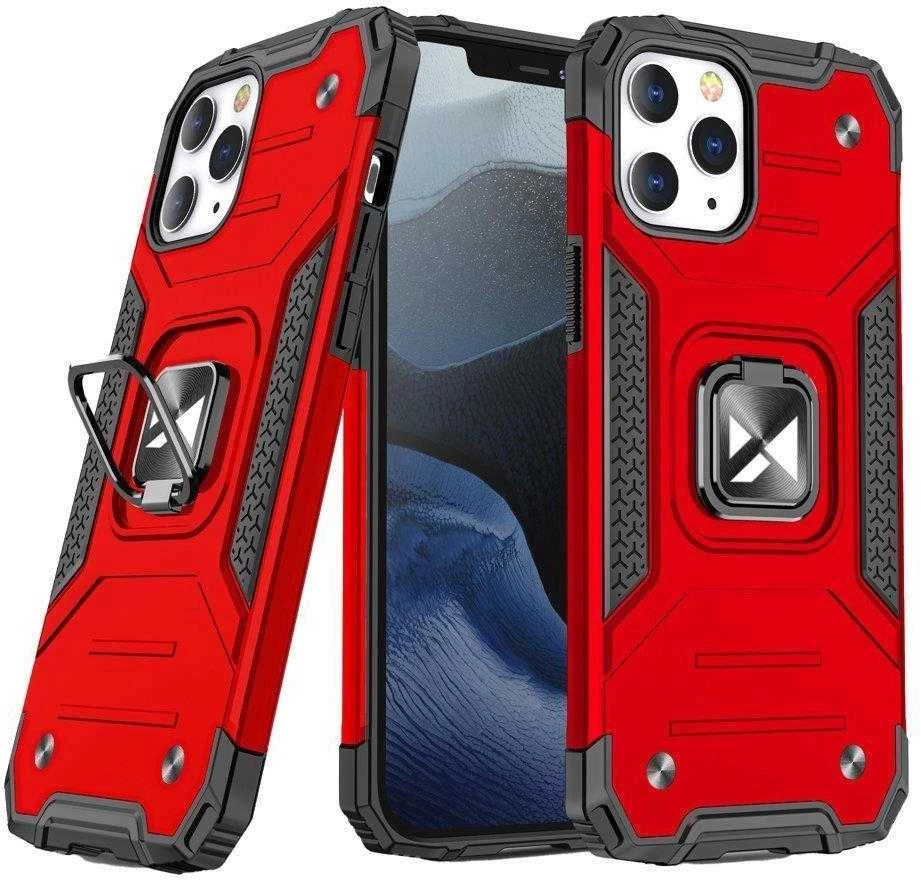 Wozinsky Ring Armor Apple iPhone 14 Pro Max armored magnetic holder ring dėklas telefonui raudonos spalvos