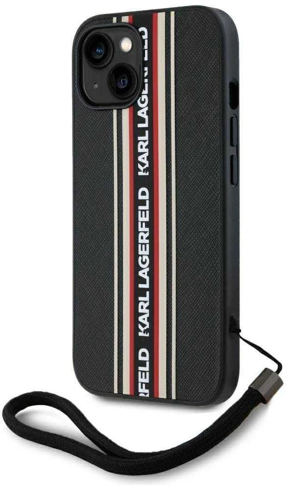 Dėklas Karl Lagerfeld Saffiano Athleisure Stripes Cord Apple iPhone 15 red