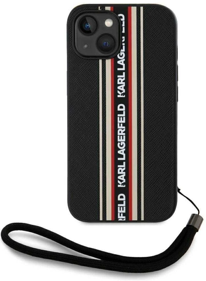 Dėklas Karl Lagerfeld Saffiano Athleisure Stripes Cord Apple iPhone 15 red