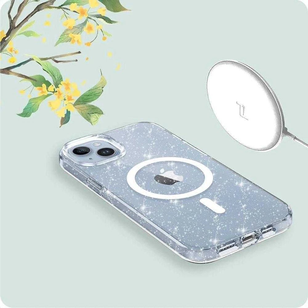 Apple iPhone 15 Tech-Protect FlexAir Hybrid MagSafe Glitter dėklas telefonui skaidrus