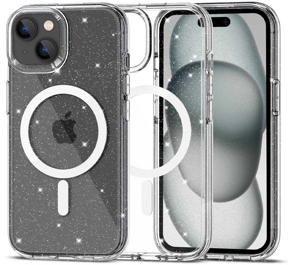 Apple iPhone 15 Tech-Protect FlexAir Hybrid MagSafe Glitter dėklas telefonui skaidrus