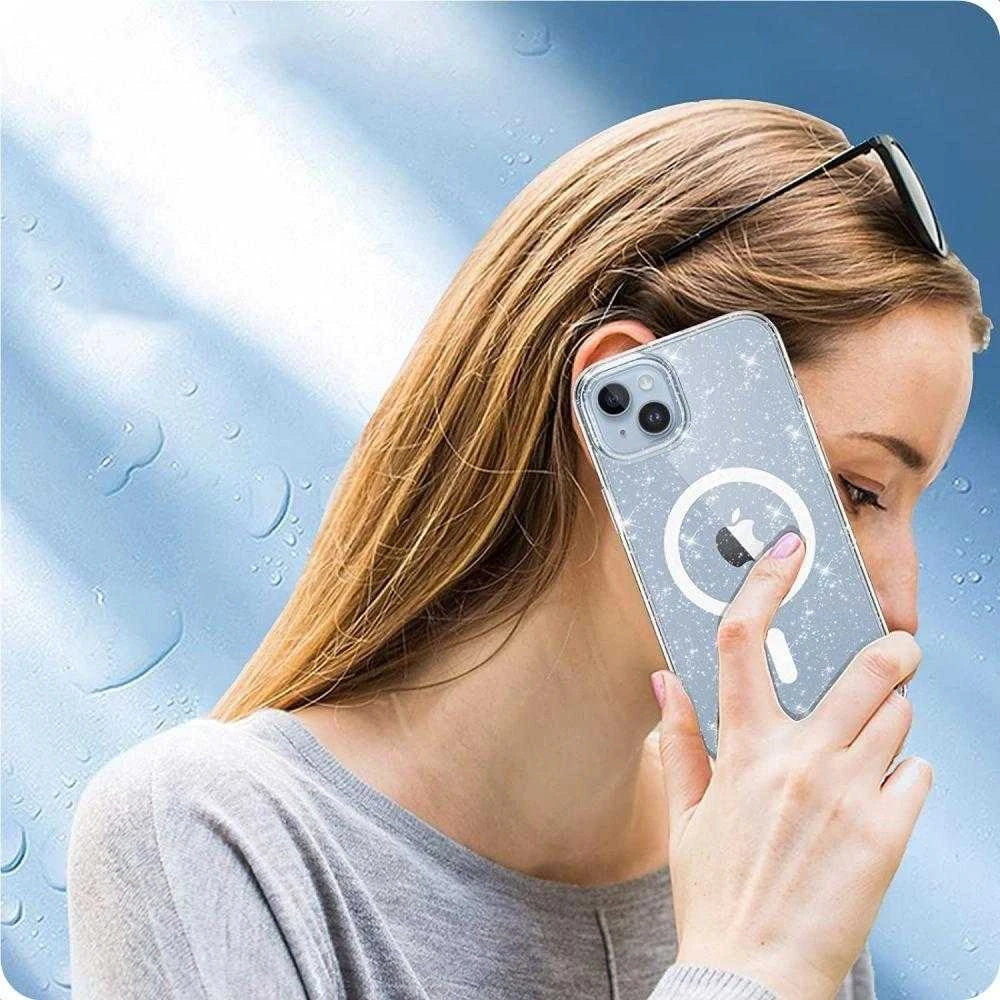 Apple iPhone 15 Tech-Protect FlexAir Hybrid MagSafe Glitter dėklas telefonui skaidrus