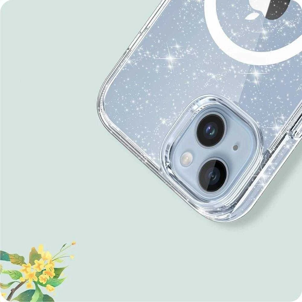 Apple iPhone 15 Tech-Protect FlexAir Hybrid MagSafe Glitter dėklas telefonui skaidrus
