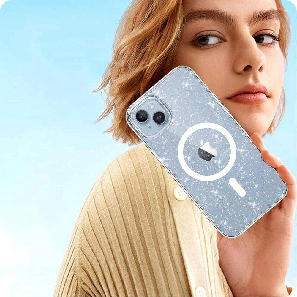Apple iPhone 15 Tech-Protect FlexAir Hybrid MagSafe Glitter dėklas telefonui skaidrus
