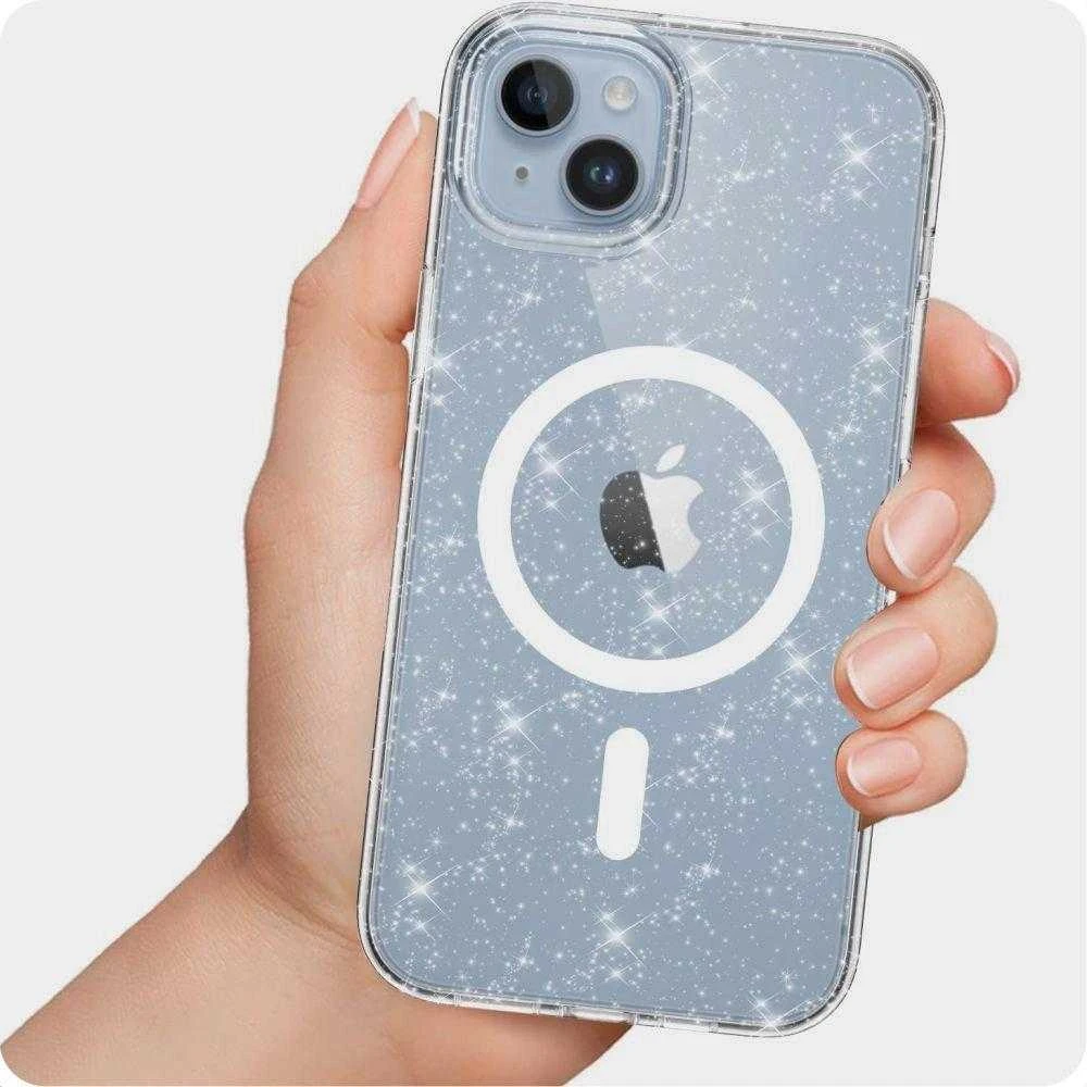 Apple iPhone 15 Tech-Protect FlexAir Hybrid MagSafe Glitter dėklas telefonui skaidrus
