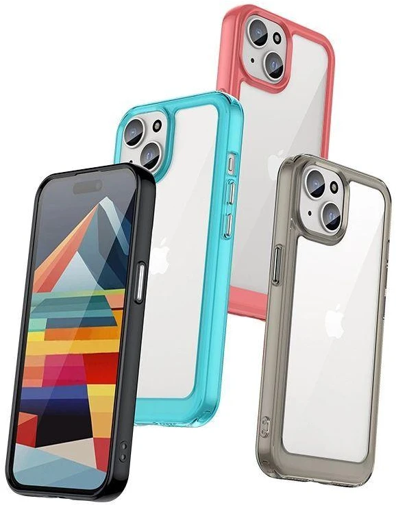 Hurtel Apple iPhone 15 Plus Outer Space reinforced flexible frame – dėklas telefonui raudonos spalvos