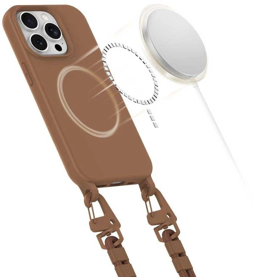 Tech-Protect MAGNECKLACE MagSafe Apple iPhone 15 Pro dėklas telefonui rudos spalvos