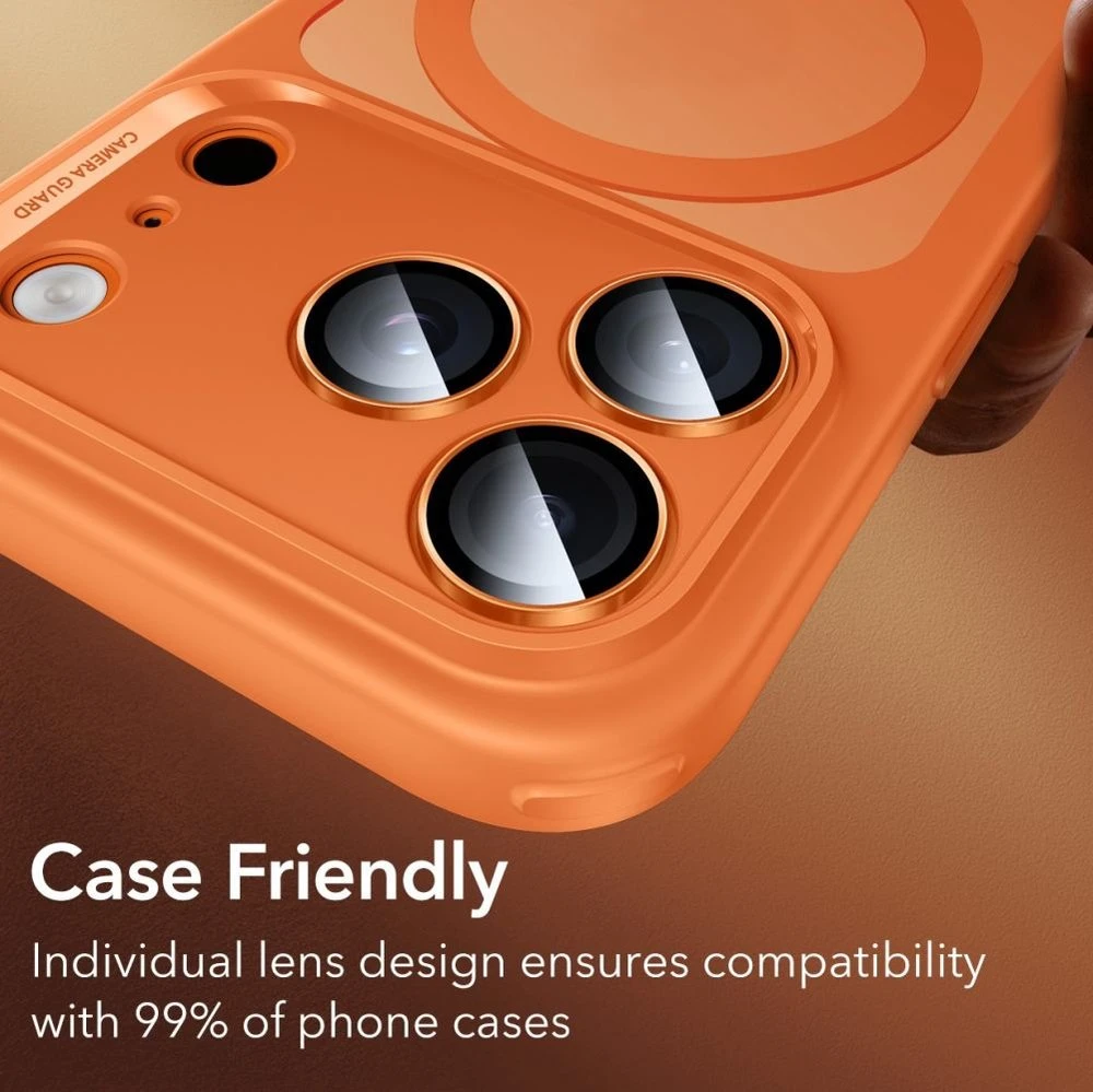 ESR Armorite Camera Lens Glass for iPhone 17 Pro / Max / 15 Pro / Max / 16 Pro / Max / 17 Pro / Max - Oranžinis