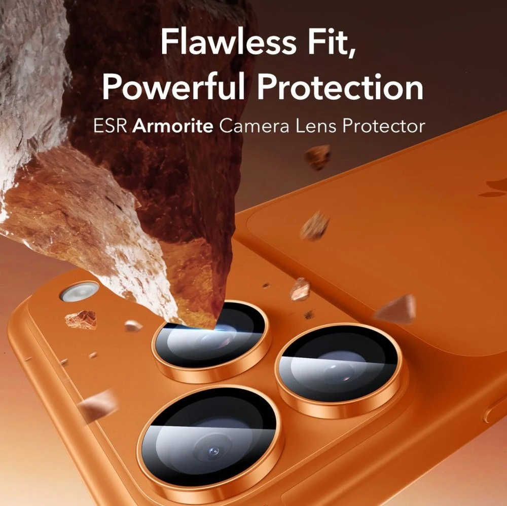 ESR Armorite Camera Lens Glass for iPhone 17 Pro / Max / 15 Pro / Max / 16 Pro / Max / 17 Pro / Max - Oranžinis