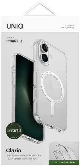 UNIQ Clario Apple iPhone 16 6.1″ Magclick Charging dėklas skaidrus lucent clear