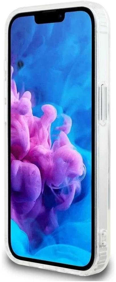 Guess IML Glitter Circle MagSafe iPhone 16e dėklas – skaidrus