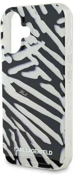 Karl Lagerfeld KLHCP16SHZBPKCCK Apple iPhone 16 6.1″ juodos spalvos kietas dėklas IML Zebra Pattern & Cord