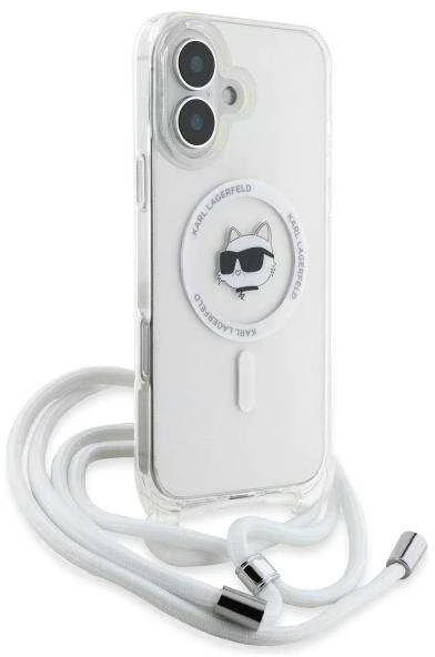 Karl Lagerfeld KLHMP16SHCCHNT Apple iPhone 16 6.1″ kietas dėklas skaidrus IML Choupette Head & Cord Magsafe