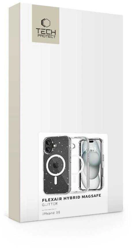 Apple iPhone 16 Tech-Protect FlexAir Hybrid MagSafe Glitter dėklas telefonui skaidrus