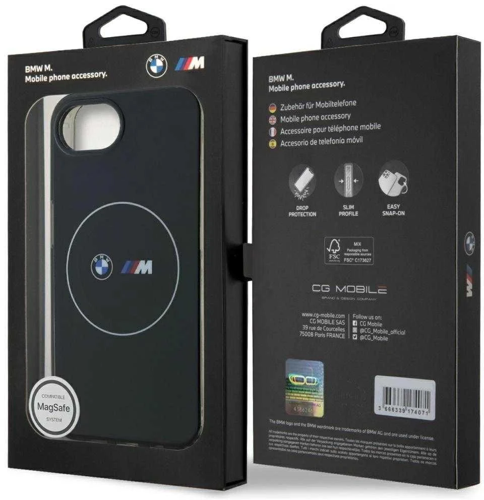Dėklas BMW IML Metal Baltas Circle MagSafe iPhone 16e Case - Juodas