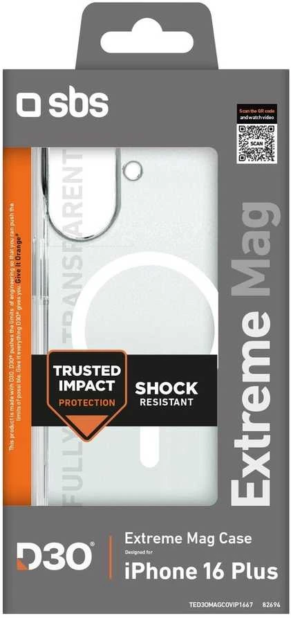 SBS Extreme Mag D3O MagSafe Apple iPhone 16 Plus – dėklas telefonui skaidrus