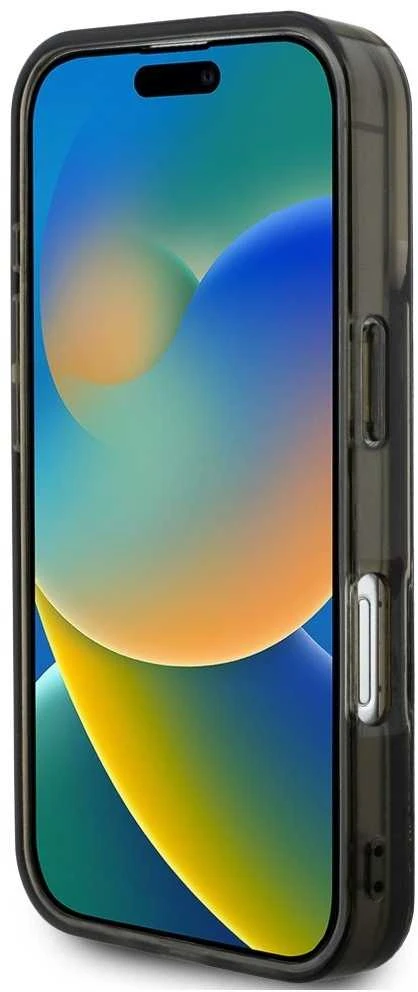 Karl Lagerfeld Liquid Glitter Scattered Choupette dėklas Apple iPhone 16 Pro juodos spalvos