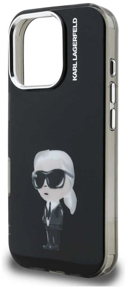 Karl Lagerfeld IML Aquarelle Karl dėklas Apple iPhone 16 Pro Max juodos spalvos