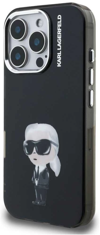 Karl Lagerfeld IML Aquarelle Karl dėklas Apple iPhone 16 Pro Max juodos spalvos