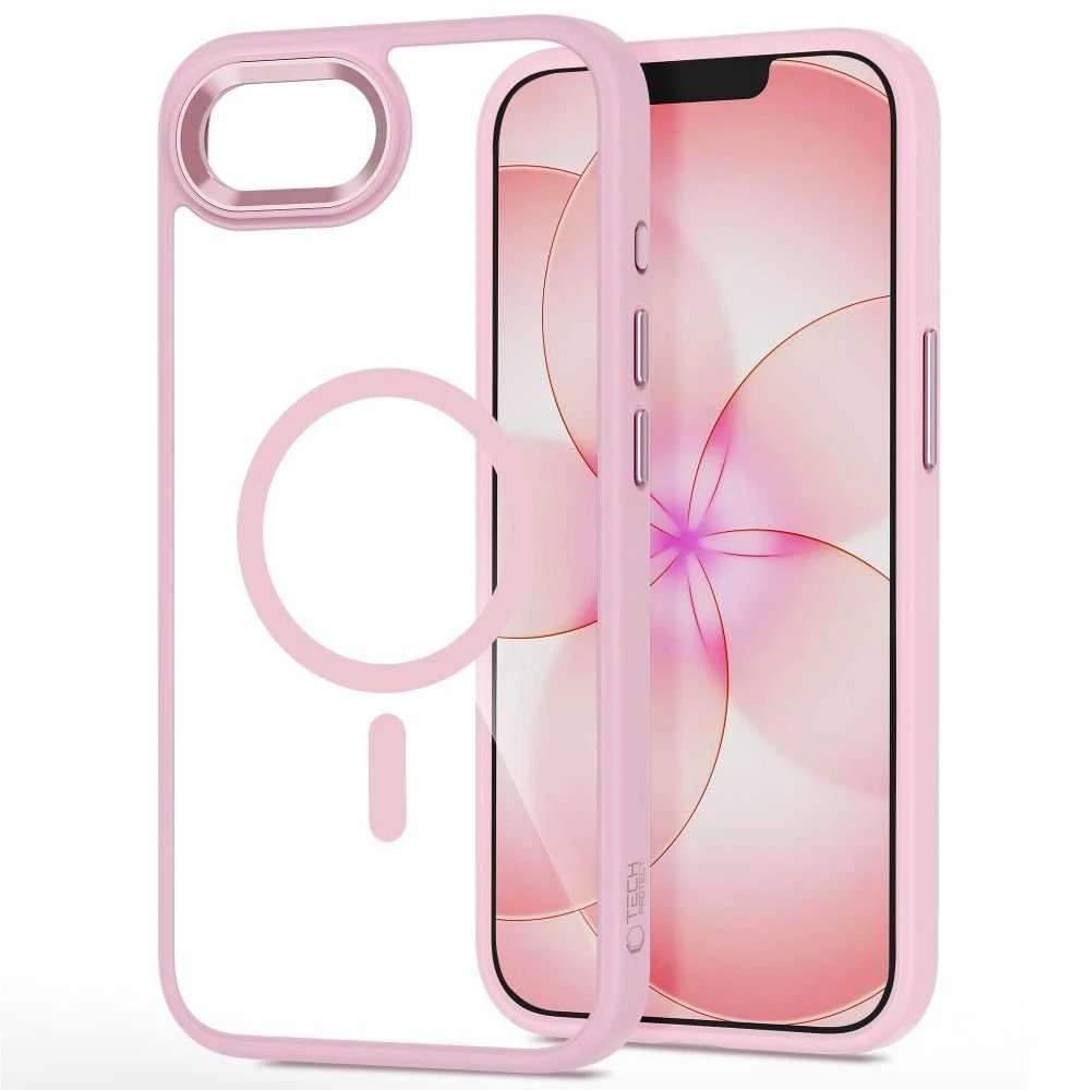 Dėklas Tech-Protect Magmat MagSafe Case for iPhone 16e / 17e - Transparent Rožinė