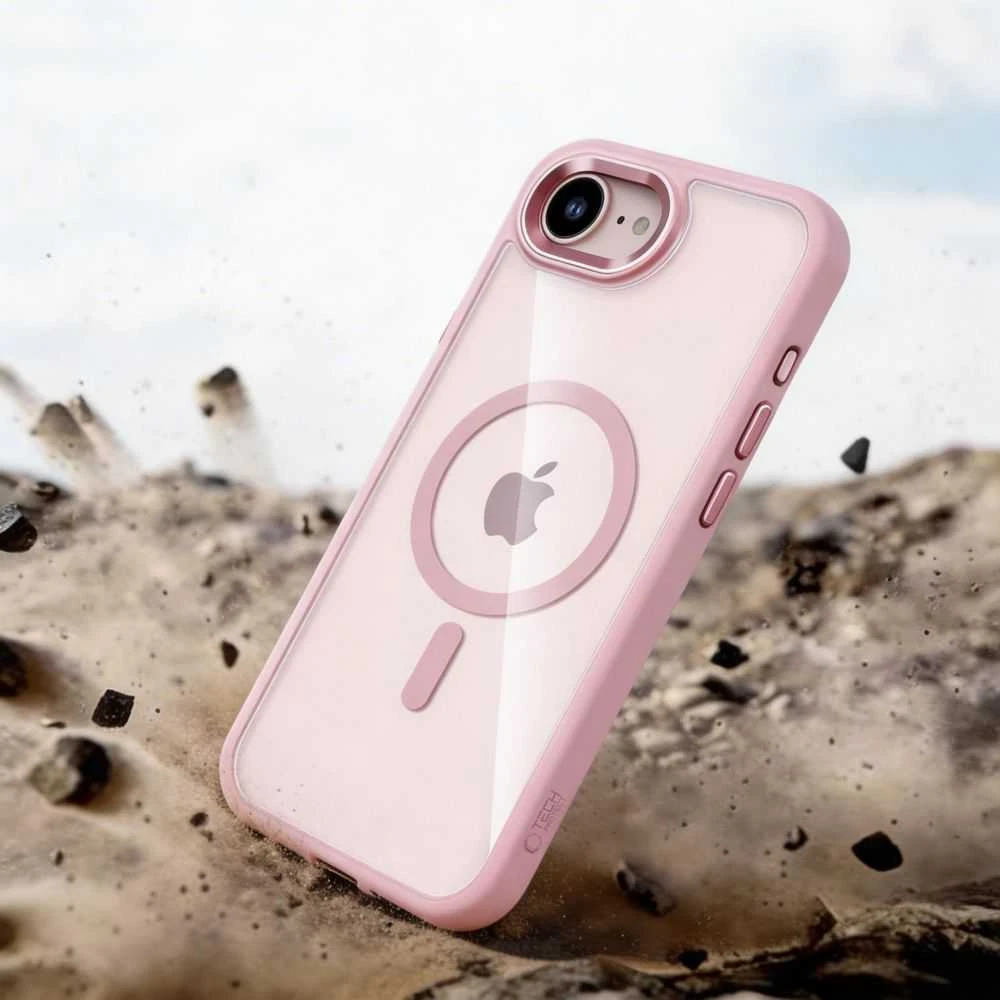 Dėklas Tech-Protect Magmat MagSafe Case for iPhone 16e / 17e - Transparent Rožinė