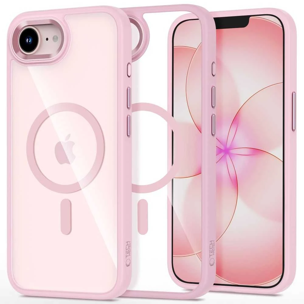 Dėklas Tech-Protect Magmat MagSafe Case for iPhone 16e / 17e - Transparent Rožinė