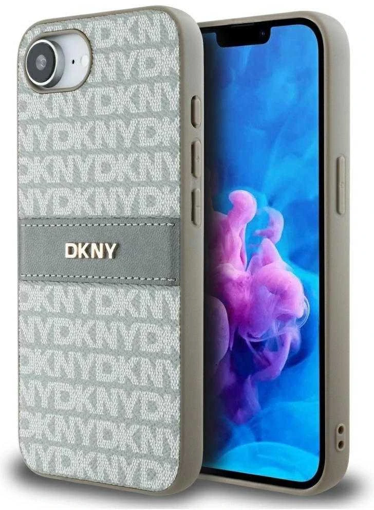 Dėklas DKNY Repeat Texture Pattern with Tonal Stripe Apple iPhone 16e / 17e smėlio spalvos