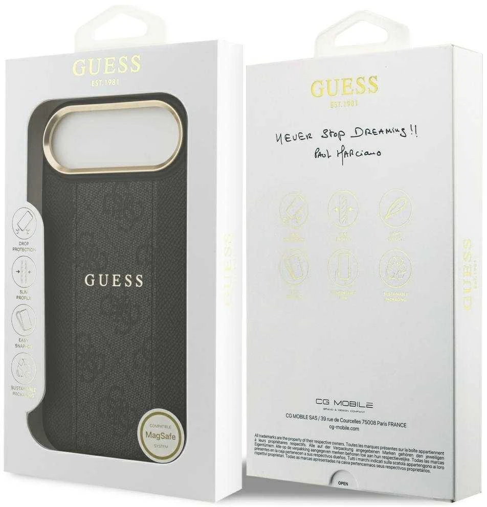 „Guess 4G Stripe MagSafe“ dėklas, skirtas „iPhone Air“ - juodas