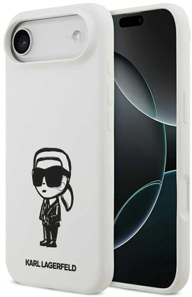 „Karl Lagerfeld“ silikoninis „Karl Sketch & Logo MagSafe“ dėklas, skirtas „iPhone 17 Air“ – Baltas
