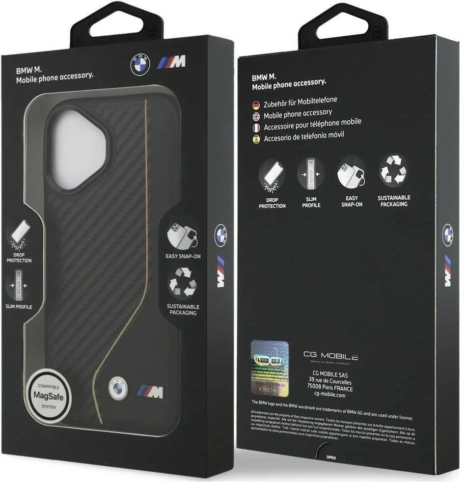 BMW M Carbon Line ir logotipo „MagSafe“ dėklas, skirtas iPhone 17 – Geltona