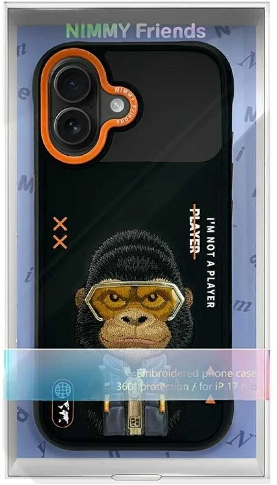 „Nimmy Cool&Cute 2.0 Gorilla“ dėklas, skirtas „iPhone 17“ - Juodas