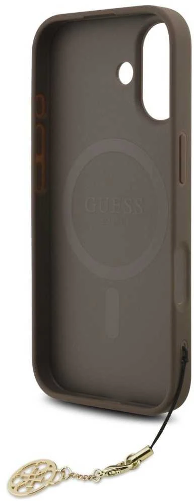 Guess 4G Charm dėklas skirtas Apple iPhone 17 Tone on Tone rudos spalvos
