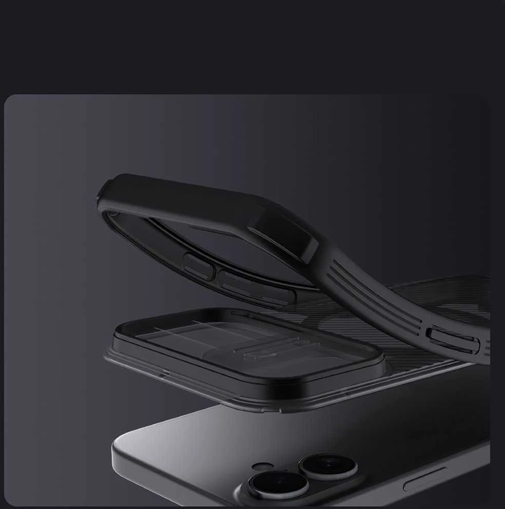 Nillkin CamShield PRO Magnetic Hard dėklas skirtas Apple iPhone 17 skaidrus juodos spalvos