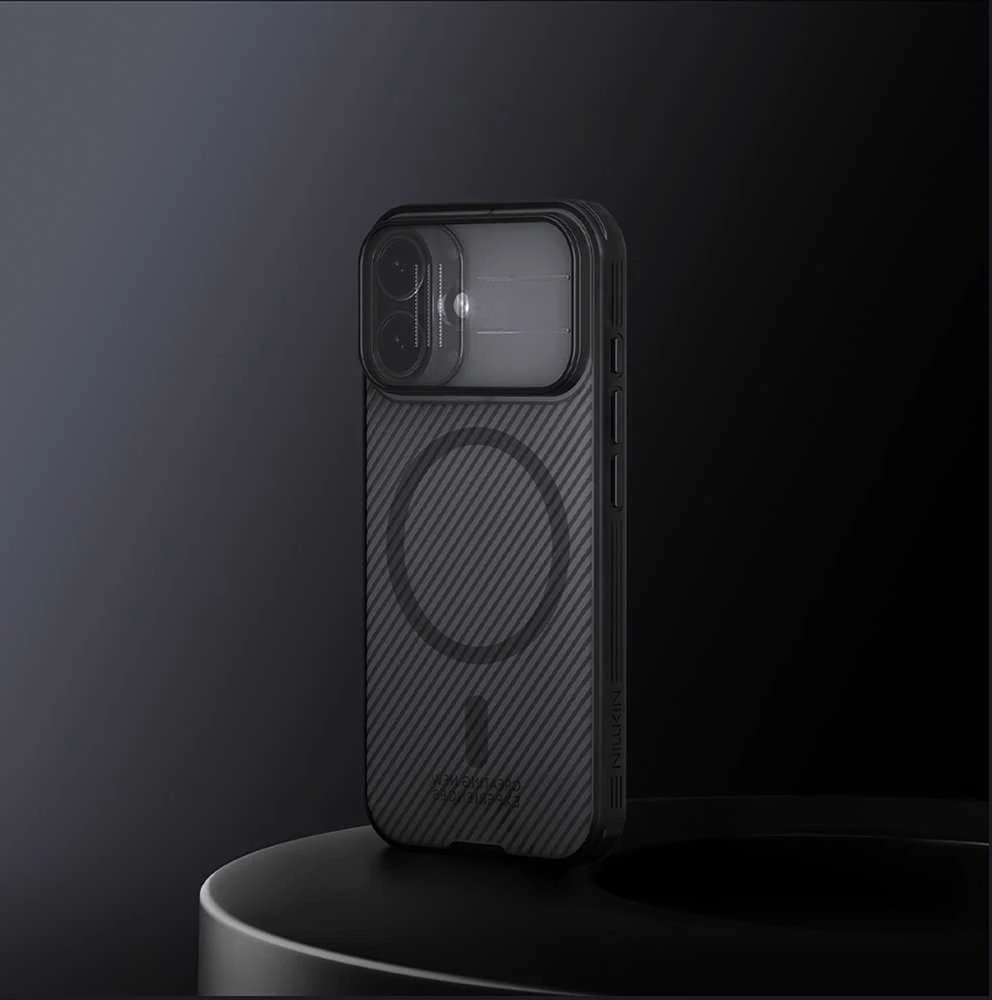 Nillkin CamShield PRO Magnetic Hard dėklas skirtas Apple iPhone 17 skaidrus juodos spalvos