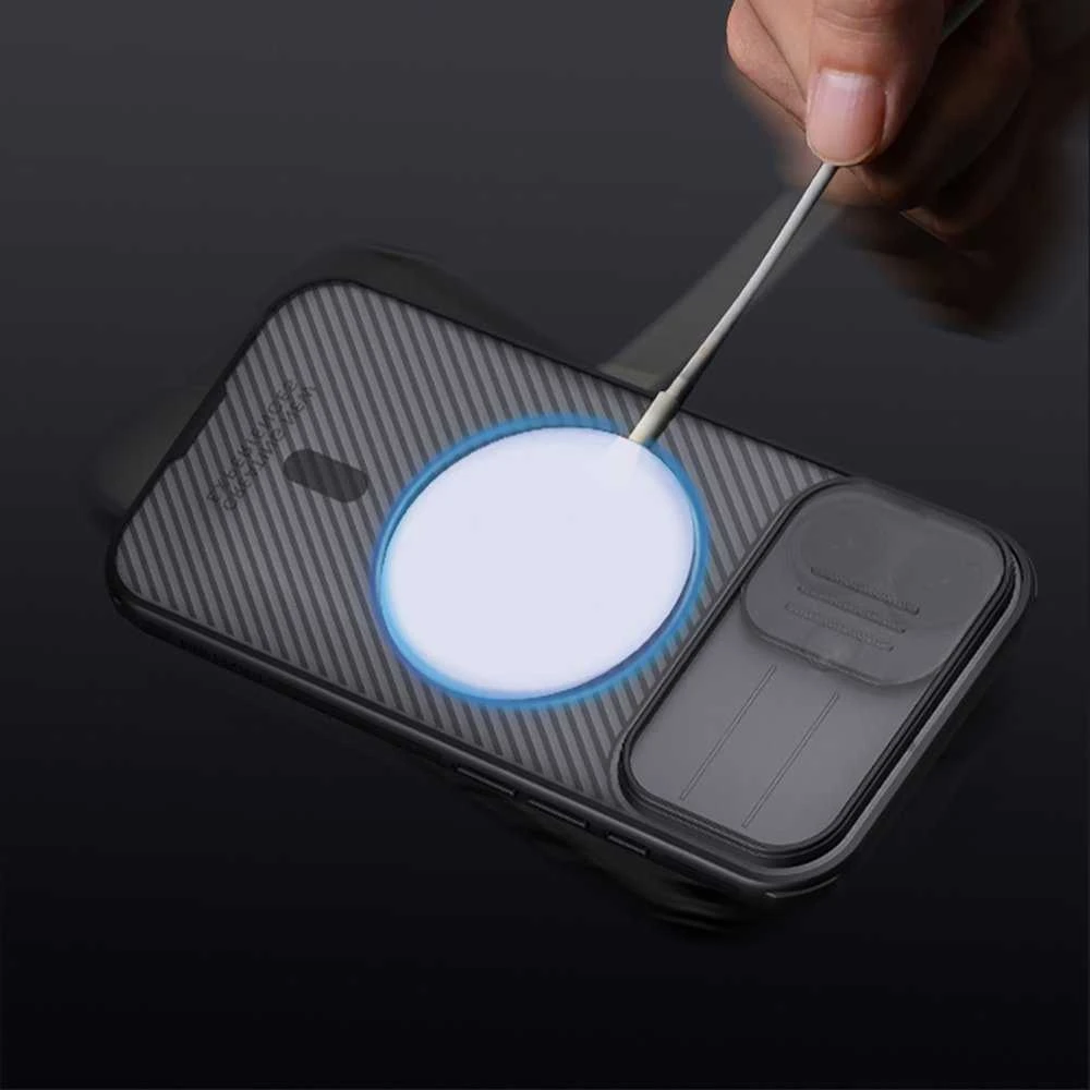 Nillkin CamShield PRO Magnetic Hard dėklas skirtas Apple iPhone 17 skaidrus juodos spalvos