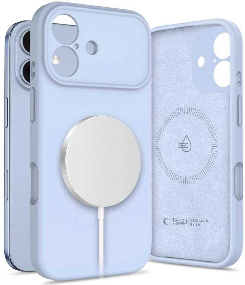 „Tech-Protect“ silikoninis „MagSafe“ dėklas, skirtas „iPhone 17“ – Mėlyna