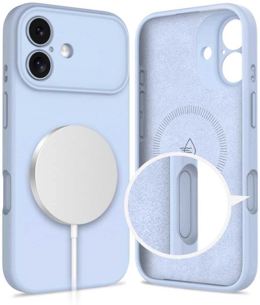 „Tech-Protect“ silikoninis „MagSafe“ dėklas, skirtas „iPhone 17“ – Mėlyna